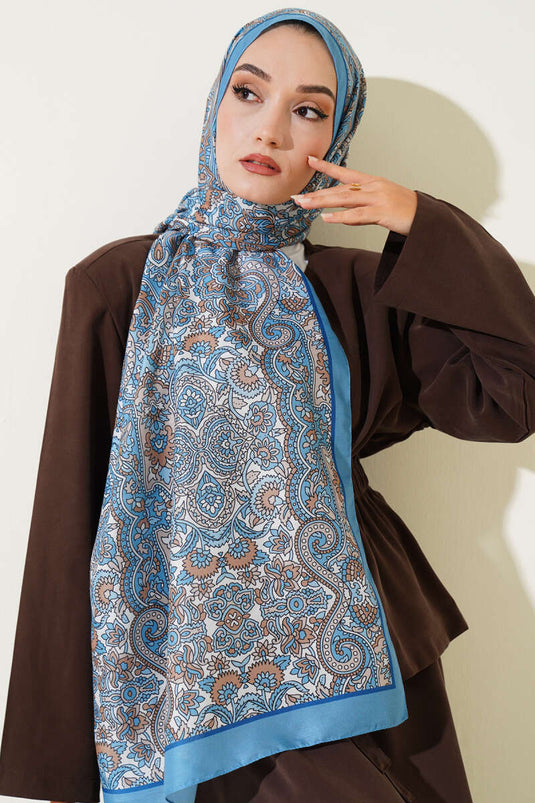Spiral Ethnic Shawl Soft Blue
