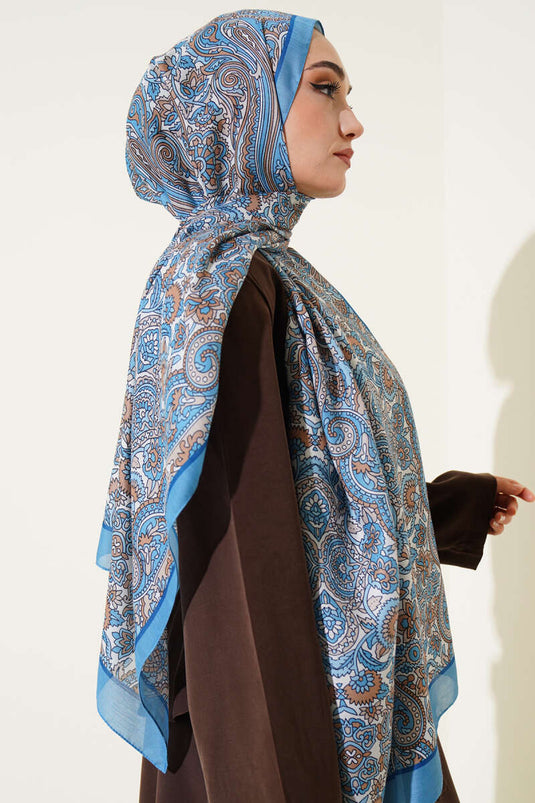 Spiral Ethnic Shawl Soft Blue