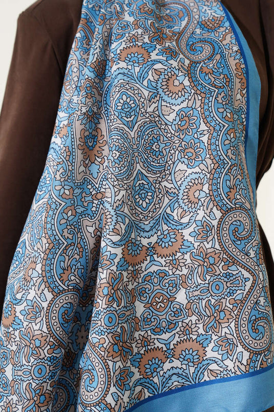 Spiral Ethnic Shawl Soft Blue