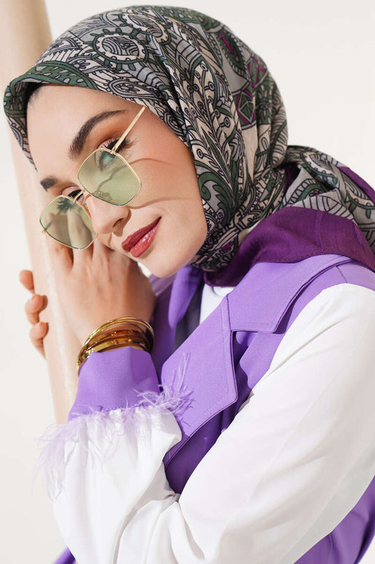 Bambusschal mit Spiralmotiv, Pflaume