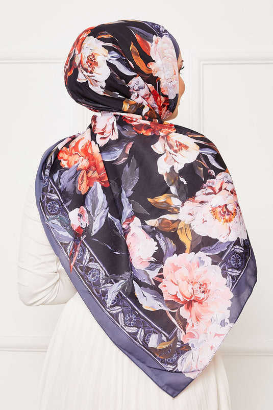 Scialle Hijab con motivo floreale edera fumé