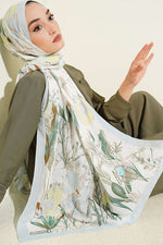 Écharpe En Bambou À Motif Lierre, Bleu Glacé