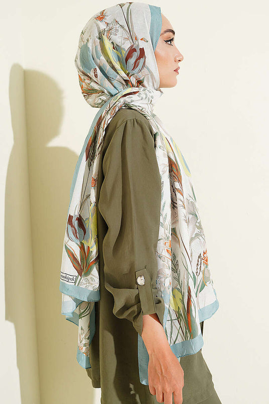Sarmaşık Desenli Bambu Kraş Şal Mint