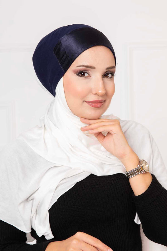 Satin Bonnet Navy Blue