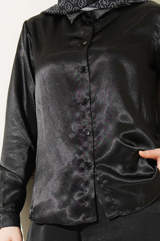 Satin Shirt Black