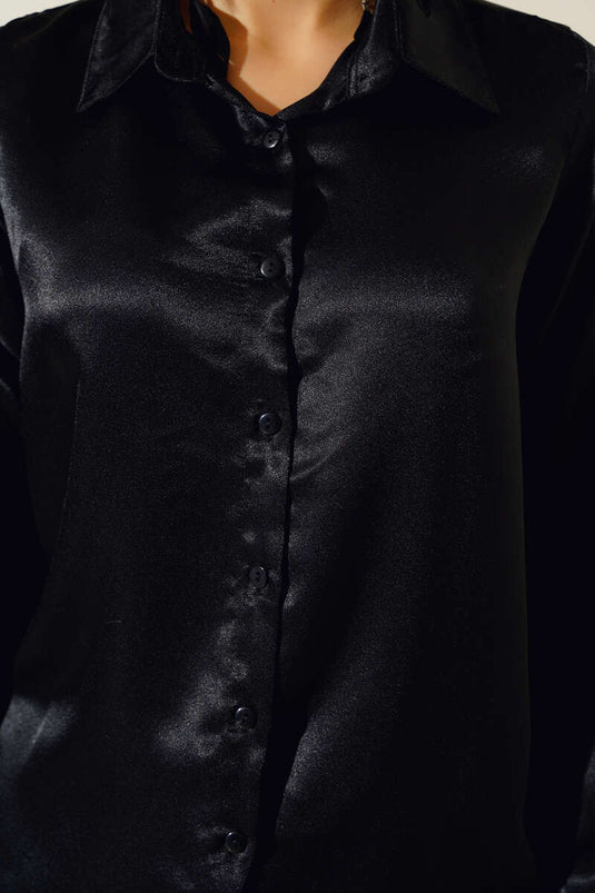 Satin Shirt Black