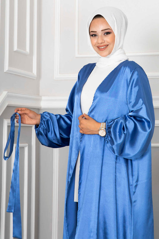 Satijnen hijabkimono Indigo