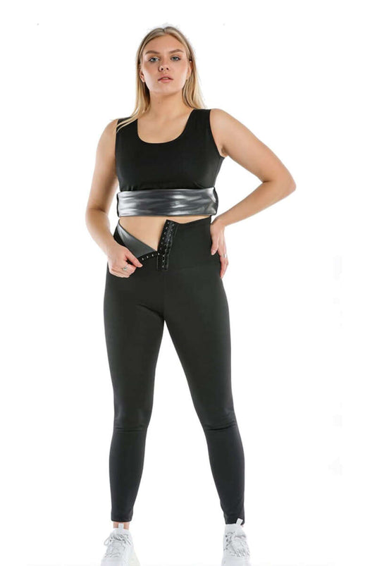 Débardeur sauna sans étiquette, grande taille, ensemble deux pièces noir