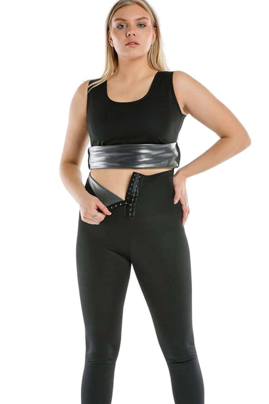 Sauna Tagless Undershirt Two Piece Set Black