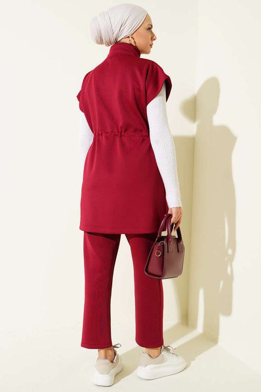 Ensemble double avec gilet à ceinture de plongée bordeaux