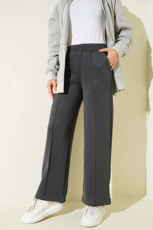 Scuba Çımalı Bol Paçalı Pantolon Füme