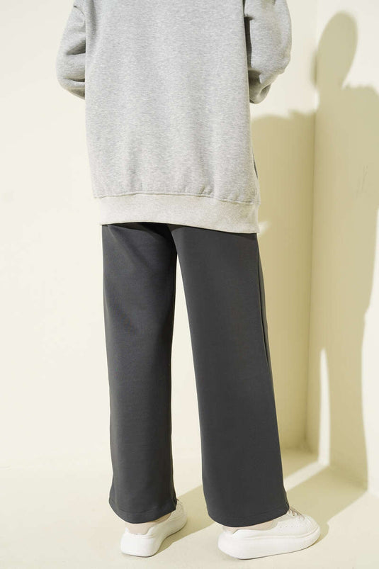 Scuba Çımalı Bol Paçalı Pantolon Füme