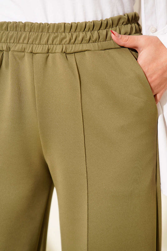 Scuba Çımalı Bol Paçalı Pantolon Haki