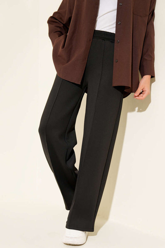 Pantalon de plongée large avec bordure en ruban, noir