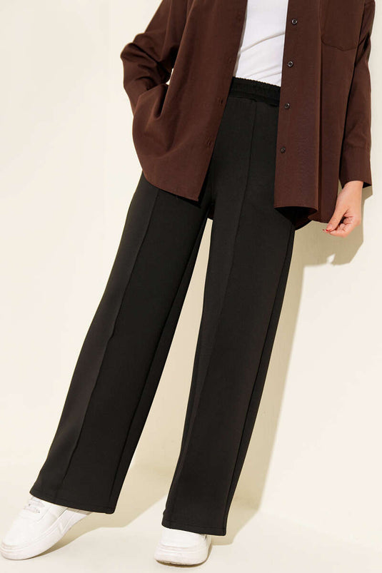 Pantalon de plongée large avec bordure en ruban, noir