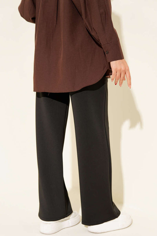 Pantalon de plongée large avec bordure en ruban, noir