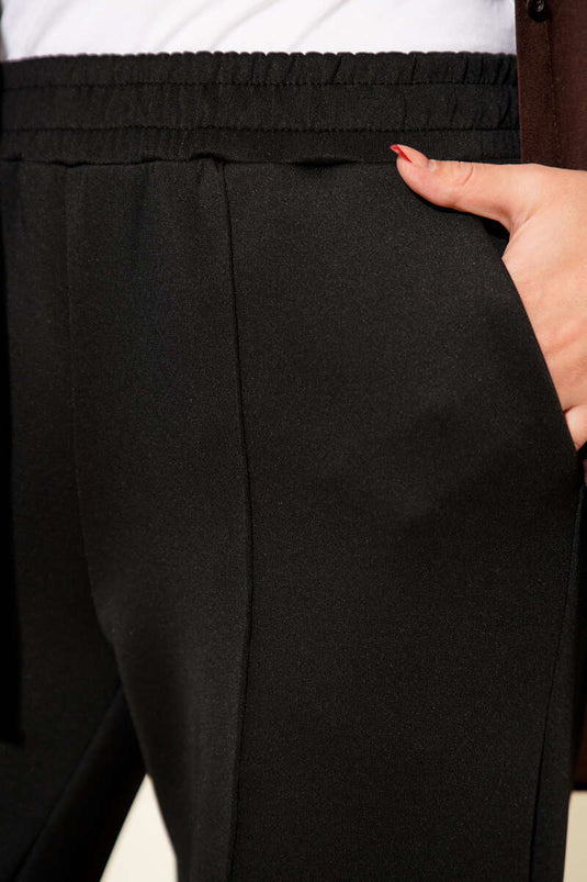 Pantalon de plongée large avec bordure en ruban, noir