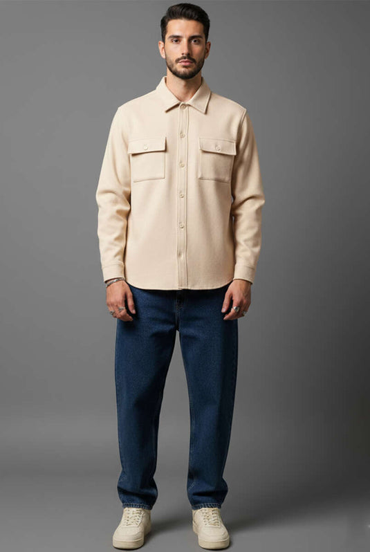 Chemise homme Scuba à boutons-pression, beige