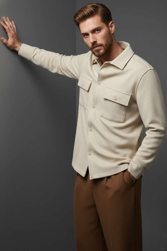 Chemise homme Scuba à boutons-pression couleur pierre