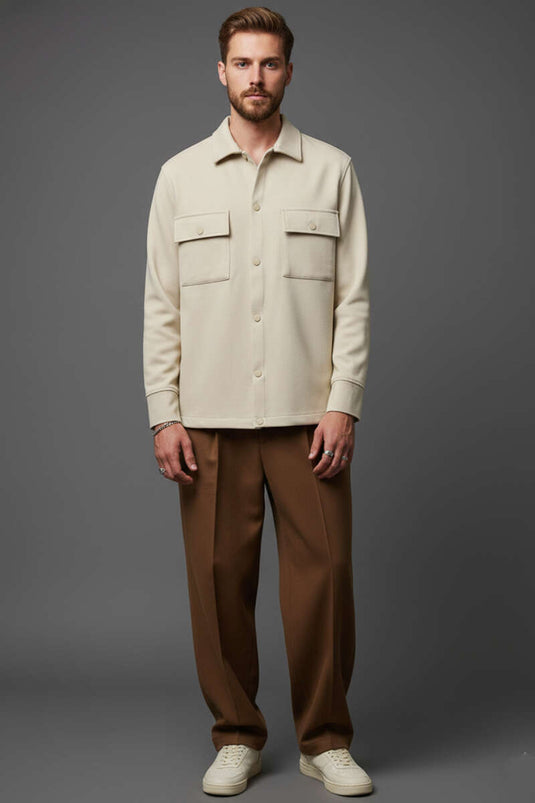 Chemise homme Scuba à boutons-pression couleur pierre