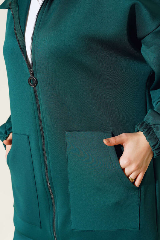 Scuba-Doppelanzug mit Reißverschlusstasche in Smaragdgrün