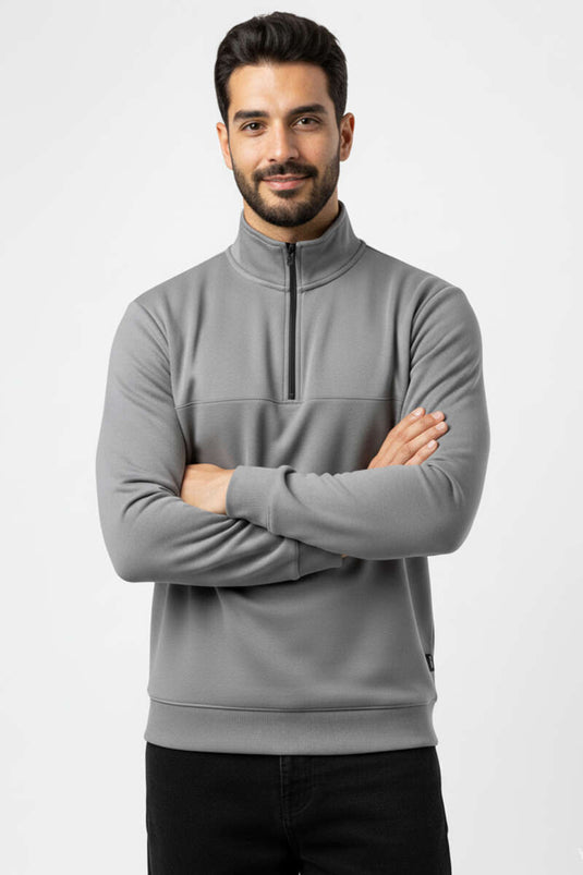 Sweat-shirt zippé Scuba pour homme, gris foncé