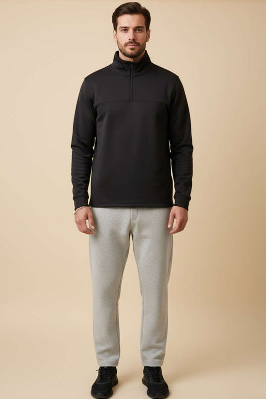 سويت شيرت رجالي أسود بسحاب