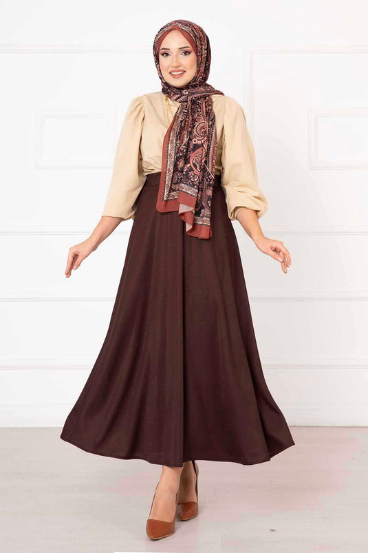 Scuba Mevlana Hijab Skirt Brown