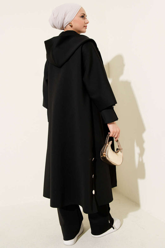 Scuba Long Cardigan Three-Piece Set Black
