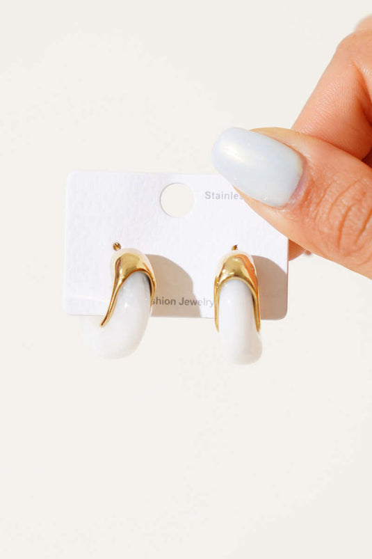 Mother-of-Pearl Hoop Earrings White