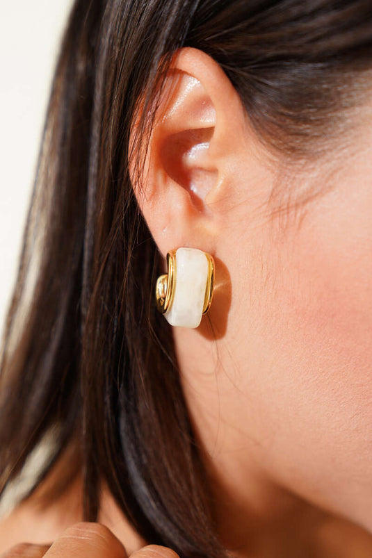 Boucles d'oreilles en nacre, écru