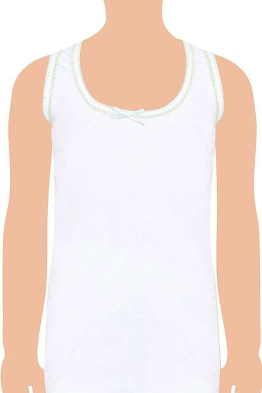 Morning Star 12-piece Girls' Embroidered Wide-Strapped Undershirt White