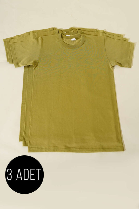 Morning Star Set of 3 Men's Short Sleeve Undershirts New Khaki