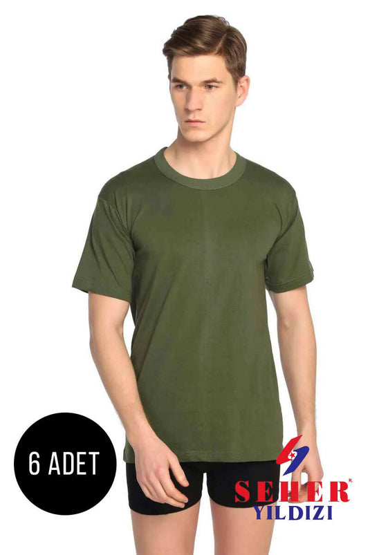 Morning Star 6-Pack Men's Combed Cotton Bodysuit Khaki