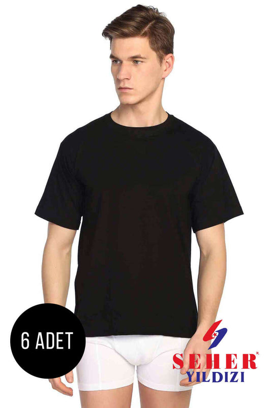 Morning Star 6er-Pack Herren-Bodysuits aus gekämmter Baumwolle, Schwarz