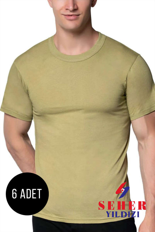 Body homme Morning Star en coton peigné, lot de 6, couleur kaki neuf