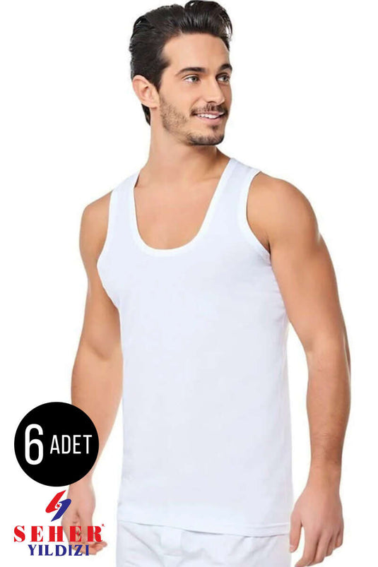 Seher Yıldızı Lot de 6 Maillots de Corps en Coton Blanc