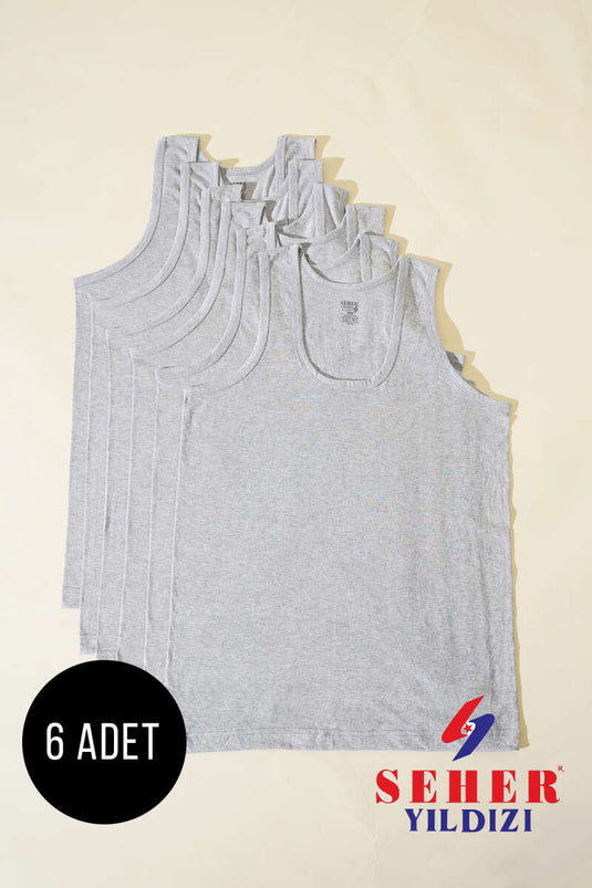 Lot de 6 débardeurs Morning Star en coton peigné gris