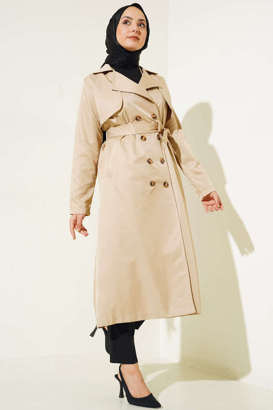 Trench-Coat Ceinturé À Huit Boutons Beige