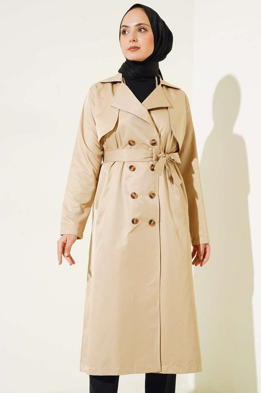 Trench-Coat Ceinturé À Huit Boutons Beige