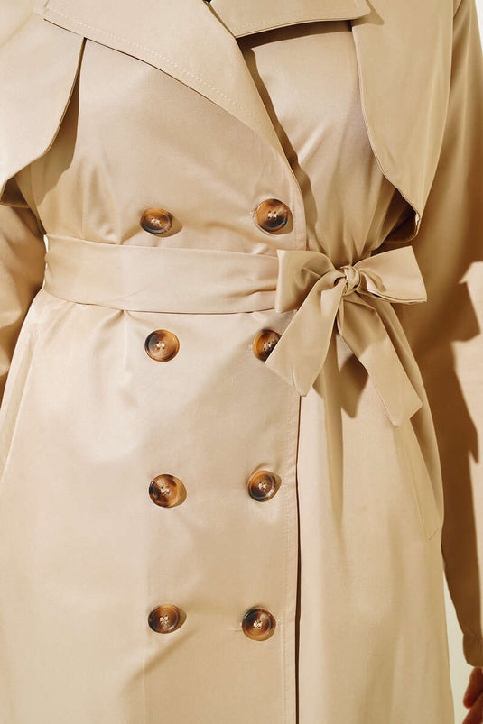 Trench-Coat Ceinturé À Huit Boutons Beige