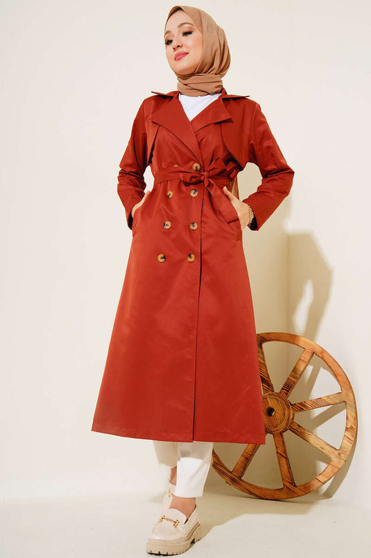 Carreau de trench-coat ceinturé à huit boutons