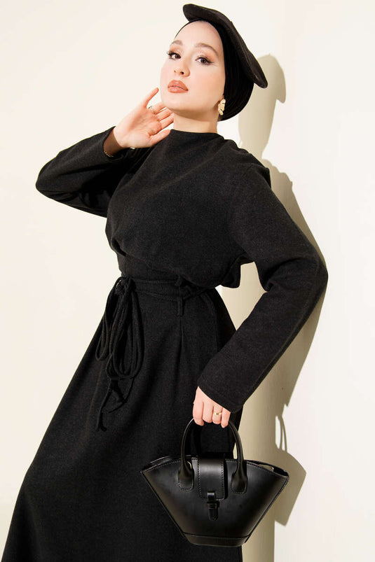 Thessaloniki Dress with Drawstring Detail, Anthracite