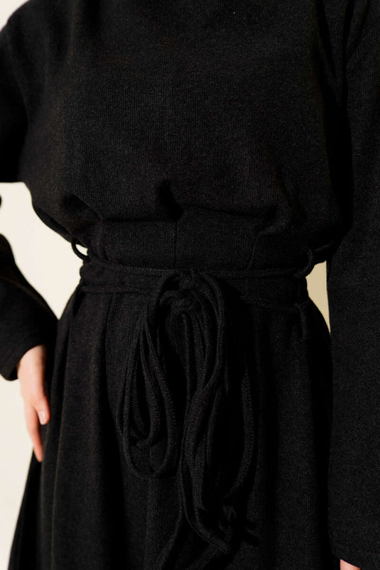 Thessaloniki Dress with Drawstring Detail, Anthracite