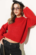 Pull Court En Tricot Texturé Bordo