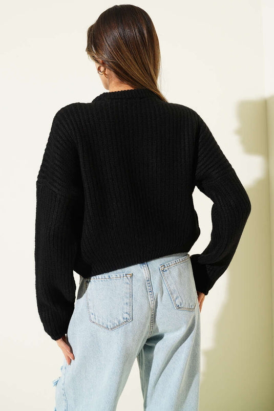 Short Knit Cardigan Black