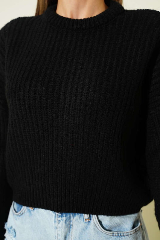 Short Knit Cardigan Black