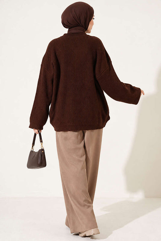 Tunika Oversize In Maglia Selanik Caffè