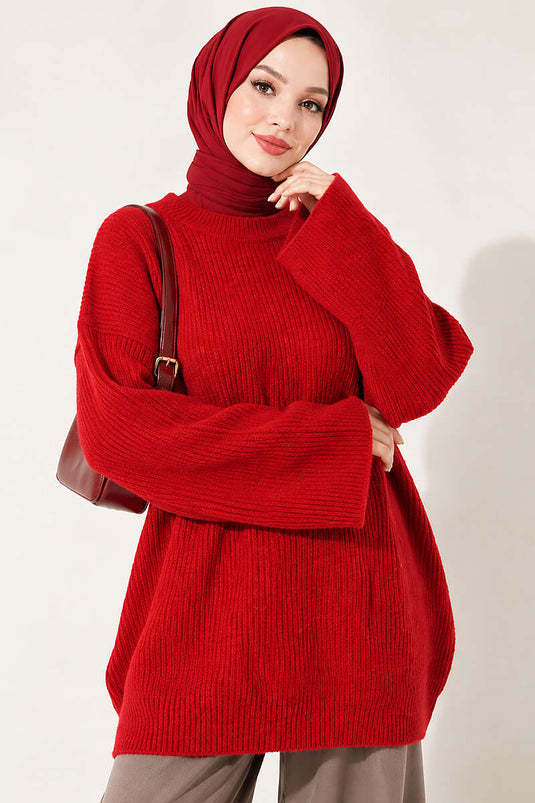 Tunique Oversize En Tricot Selanik Rouge