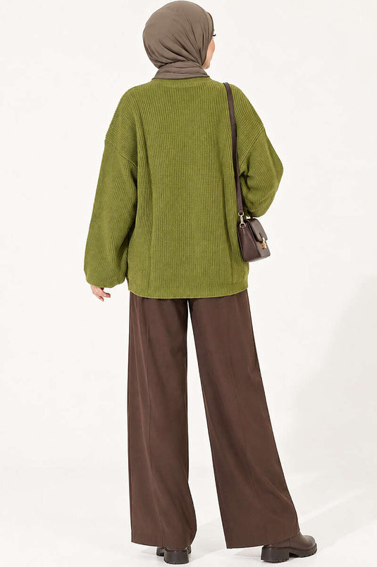 Tunique Oversize En Maille Vert Olive